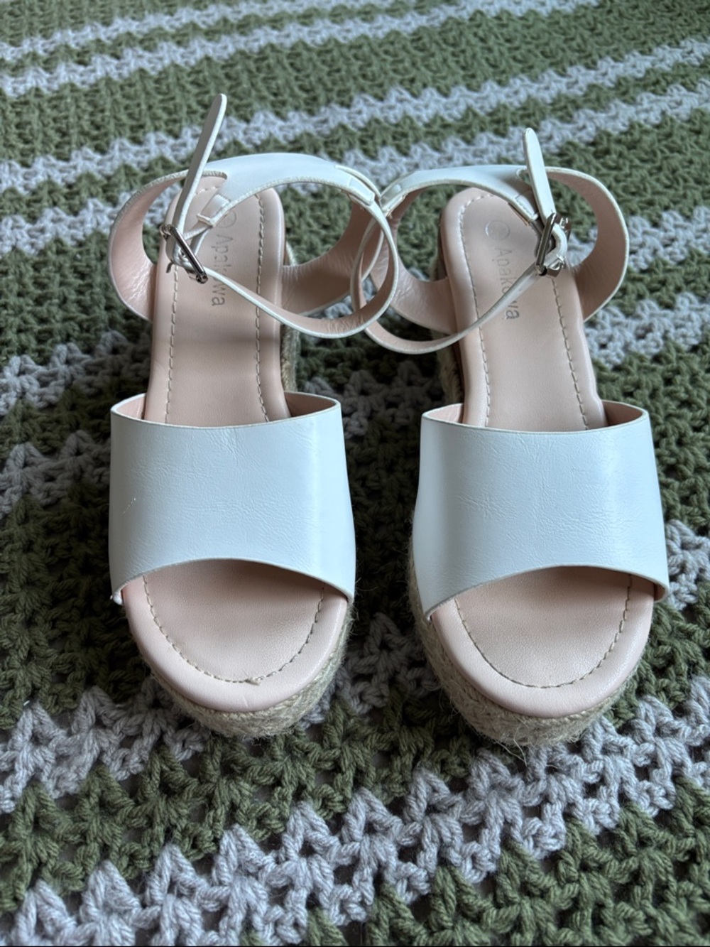 Kids White Ankle-Strap Platform Sandals